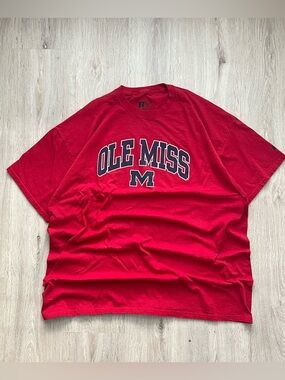 Vintage Y2K Russell Athletic Ole Miss Spell Out T Shirt Men’s 2XL Retro College